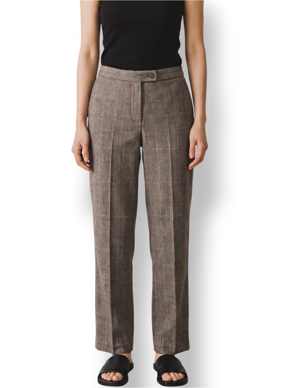 4/$20 Investments Brown Plaid Wide Leg Career Dress Pants Women’s 10 Long
